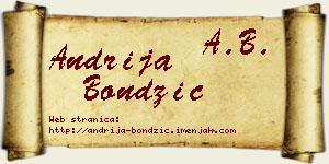 Andrija Bondžić vizit kartica